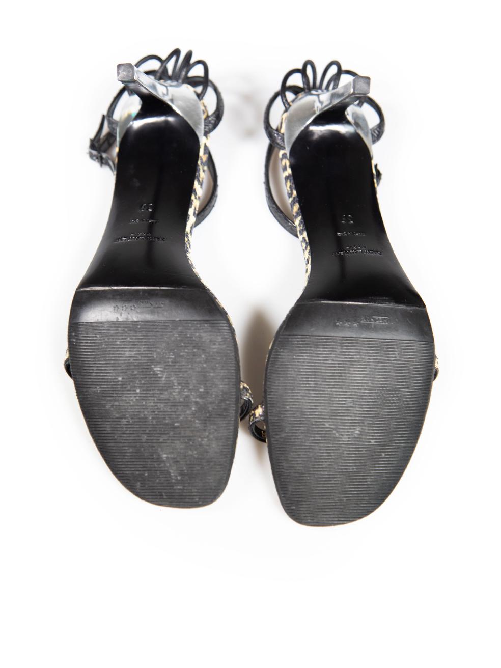 Saint Laurent Leopard Print Leather Strap Sandals Size IT 39 In Good Condition In London, GB