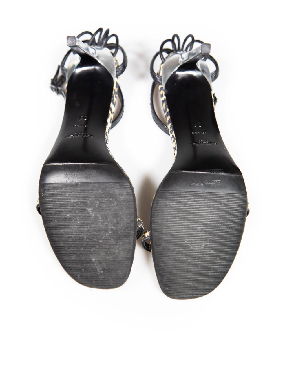Women's Saint Laurent Leopard Print Leather Strap Sandals Size IT 39 For Sale