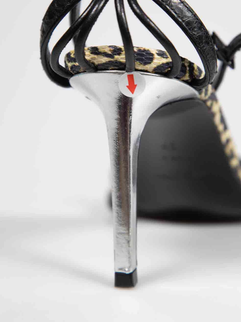 Women's Saint Laurent Leopard Print Leather Strap Sandals Size IT 39