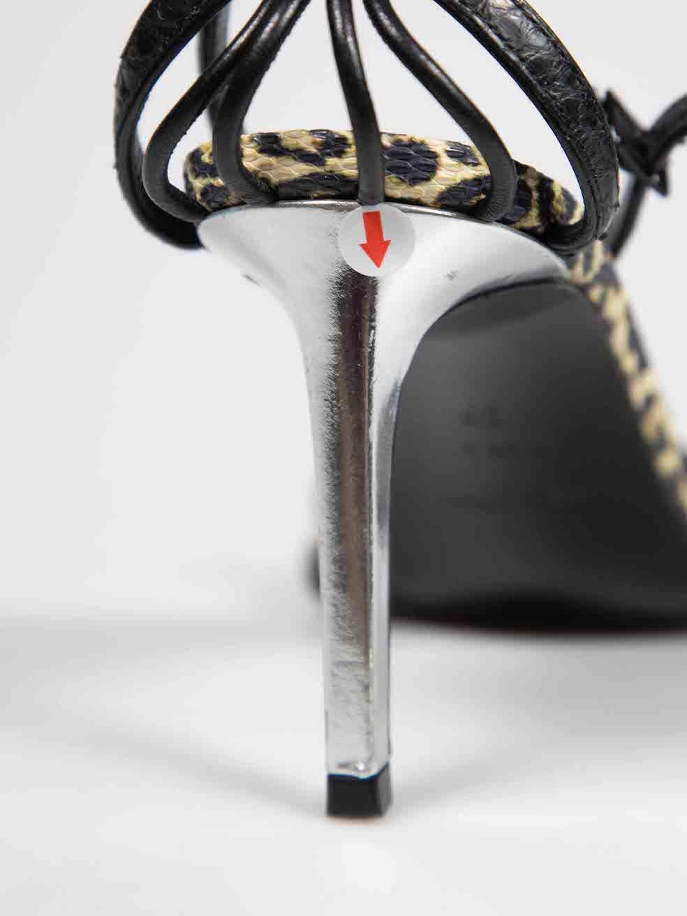 Saint Laurent Leopard Print Leather Strap Sandals Size IT 39 For Sale 1