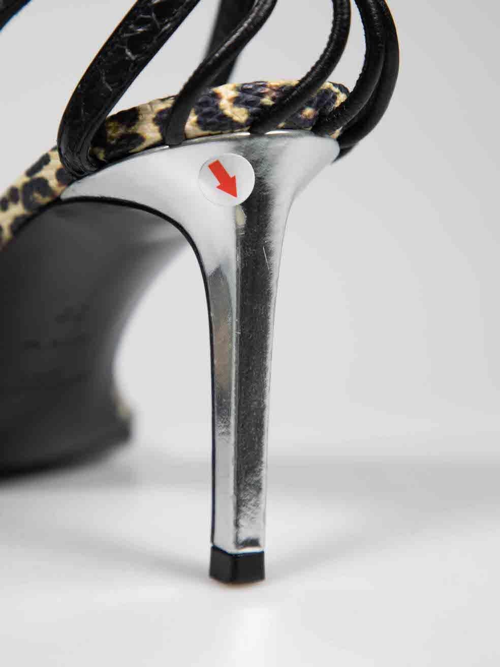 Saint Laurent Leopard Print Leather Strap Sandals Size IT 39 For Sale 2