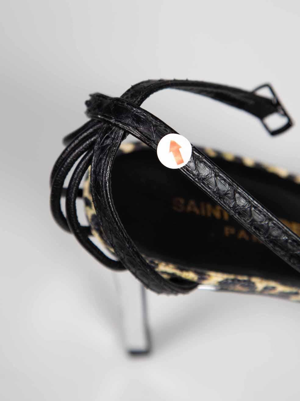Saint Laurent Leopard Print Leather Strap Sandals Size IT 39 For Sale 3