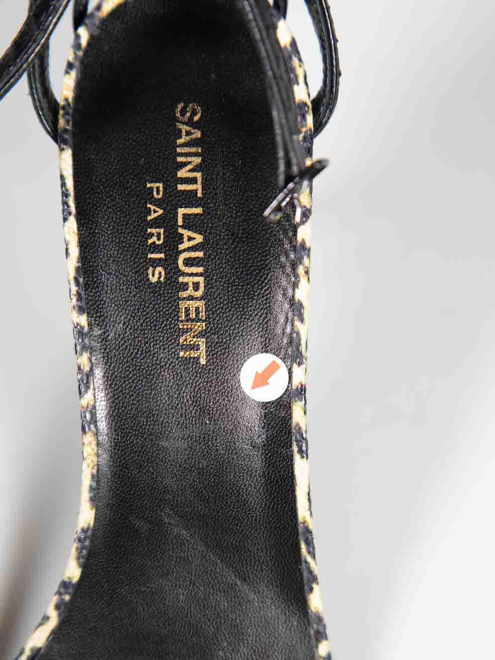 Saint Laurent Leopard Print Leather Strap Sandals Size IT 39 For Sale 4