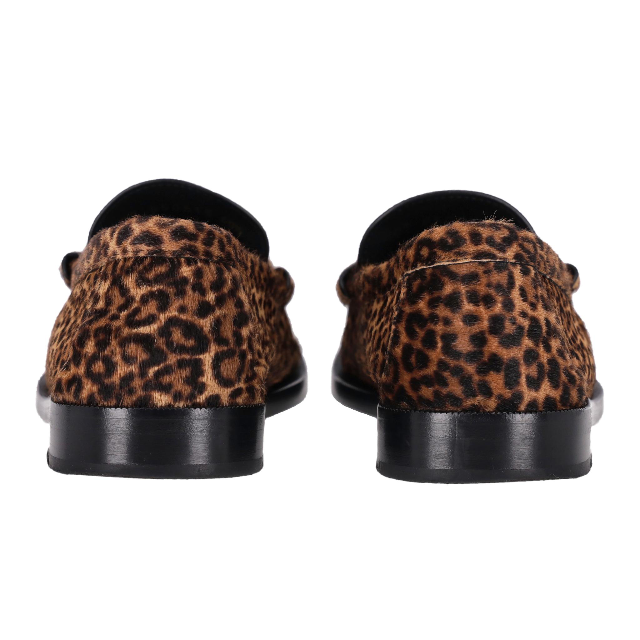 Saint Laurent Leopard Print Pony Hair Le Loafers In Excellent Condition For Sale In London, GB