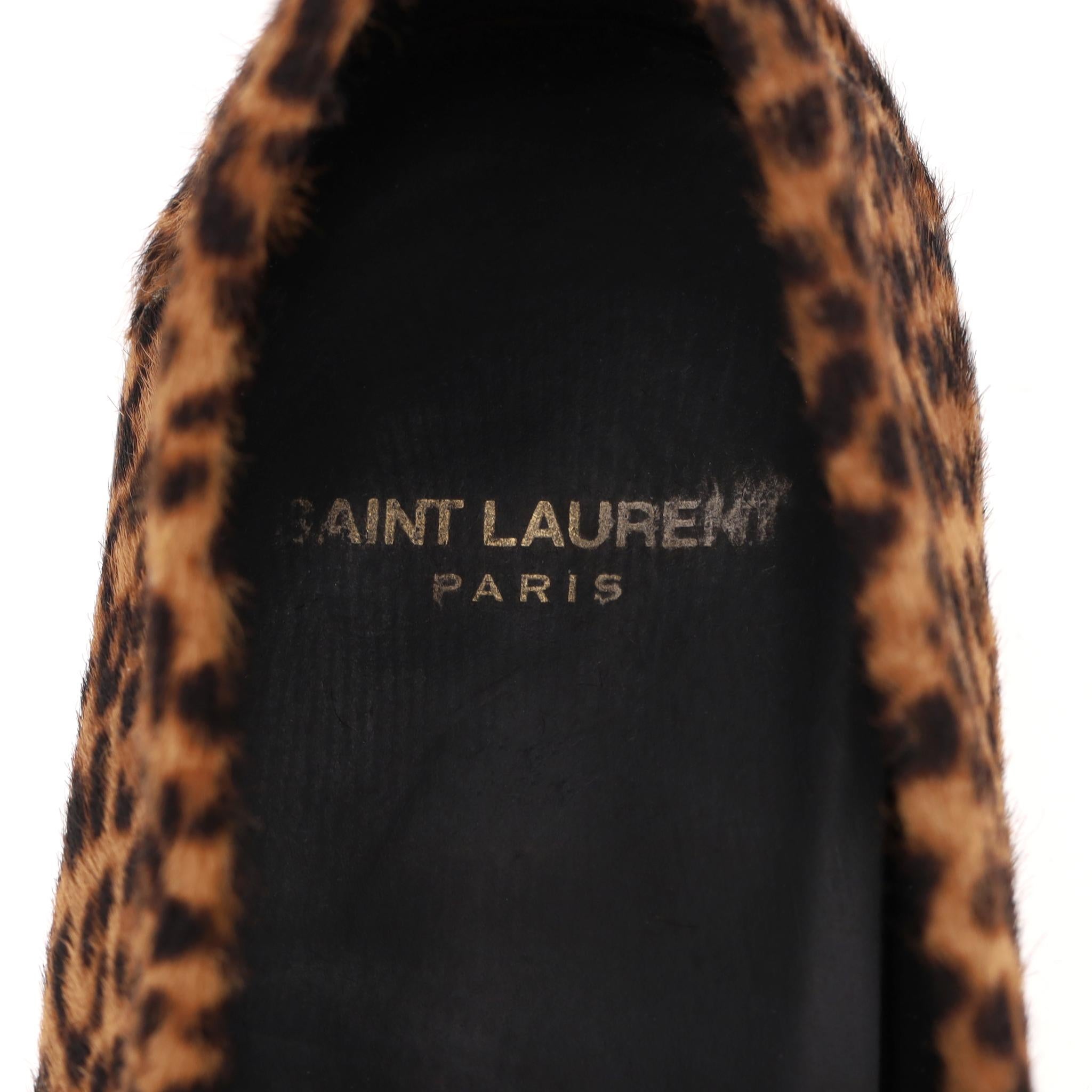 Saint Laurent Leopard Print Pony Hair Le Loafers For Sale 3