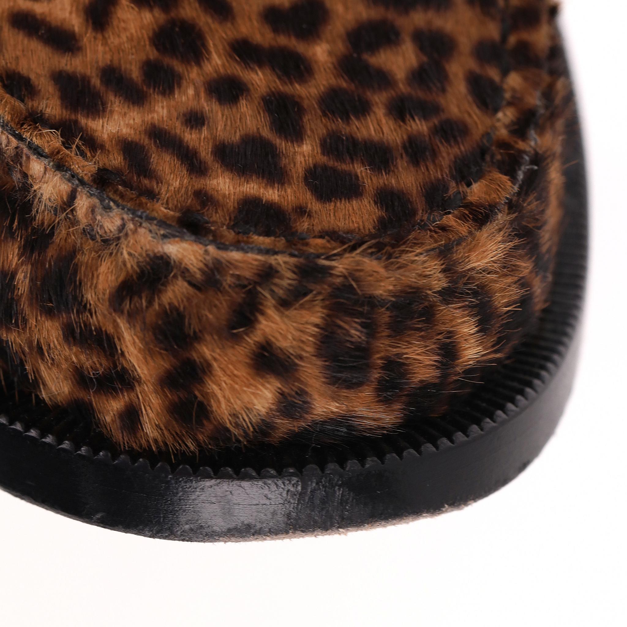 Saint Laurent Leopard Print Pony Hair Le Loafers For Sale 4