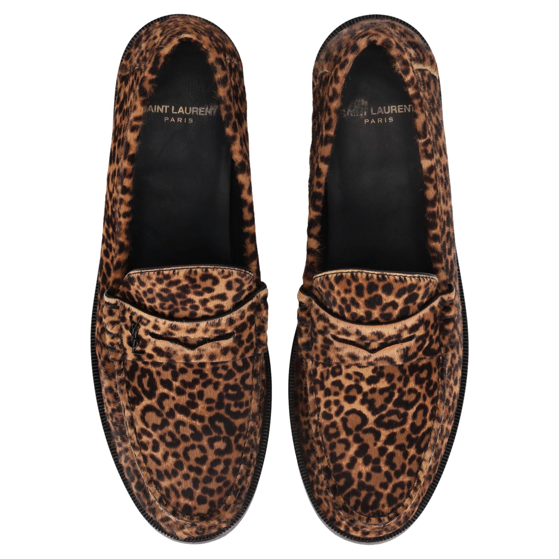Saint Laurent Leopard Print Pony Haar Le Loafers
