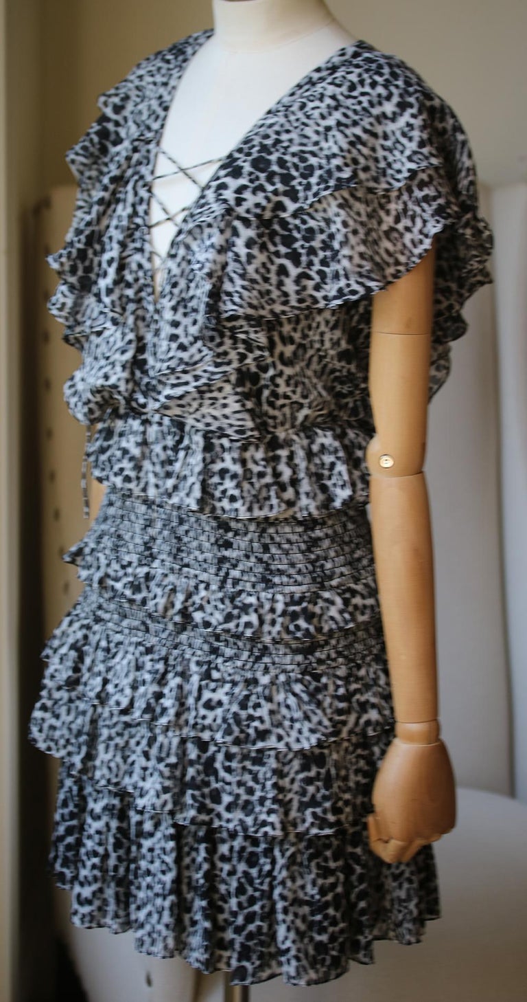 Saint Laurent LeopardPrint Ruffle Mini Dress at 1stDibs