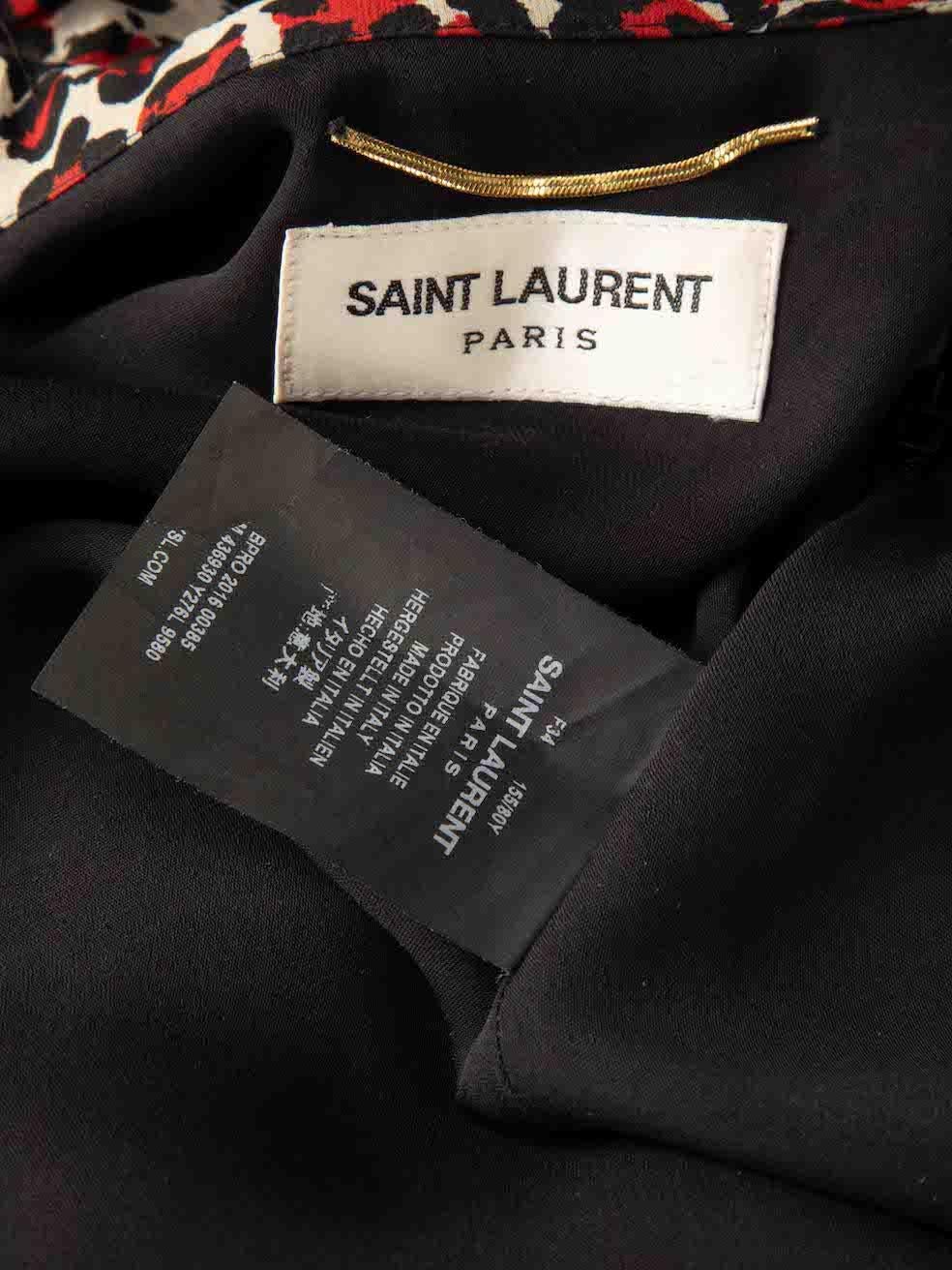 Saint Laurent Leopard Print Silk Ruffle Accent Midi Dress Size XS 1