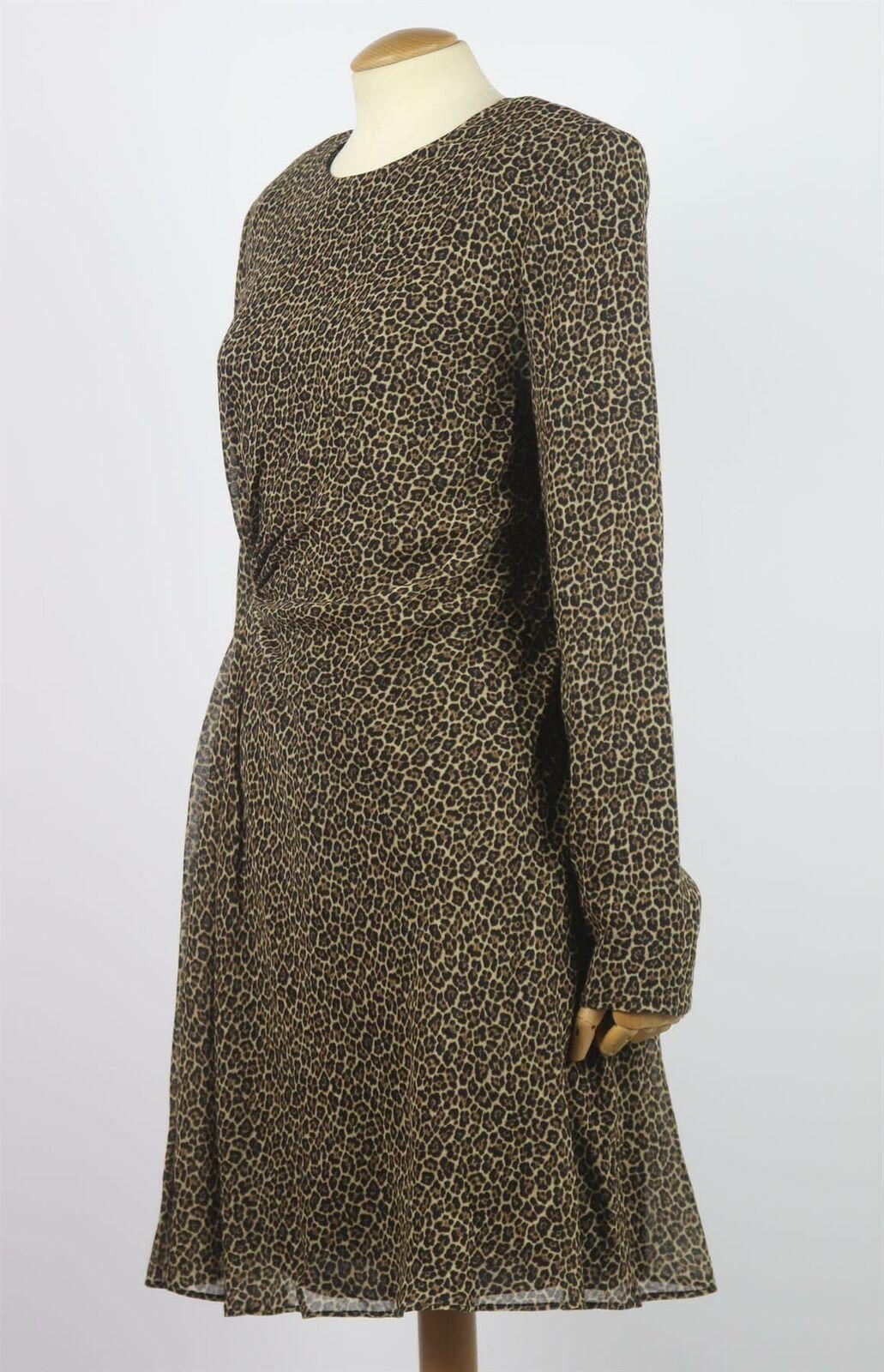 Black Saint Laurent Leopard Print Wool Mini Dress