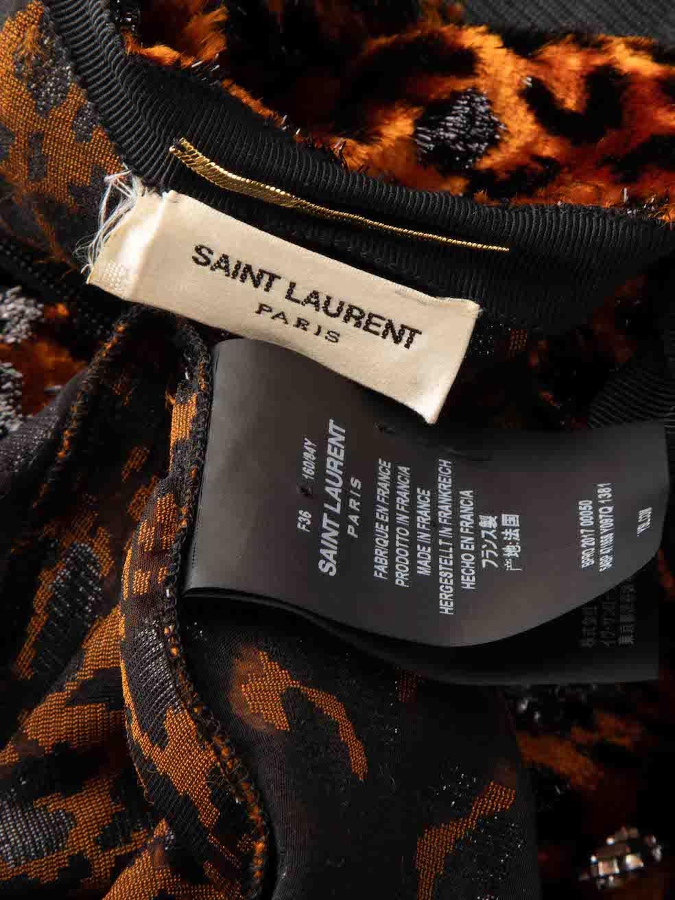 Saint Laurent Leopard Velvet One Shoulder Top Size S For Sale 1