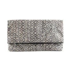 Saint Laurent Letters Fold Over Clutch Python Embossed Leather