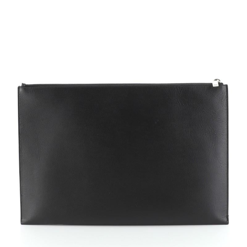 Saint Laurent Letters Zip Clutch Leather Large In Good Condition In NY, NY