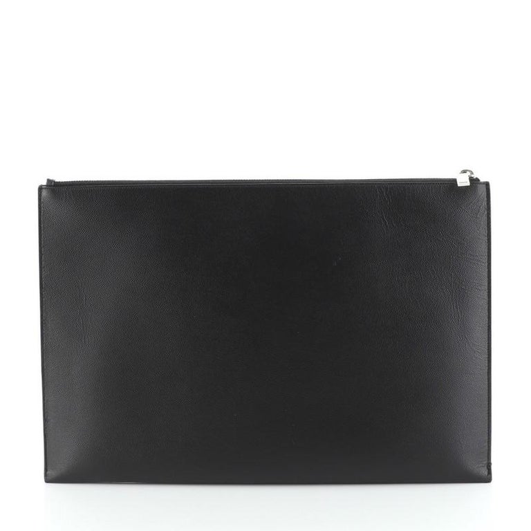 Saint Laurent Letters Zip Clutch Leather Large For Sale at ...