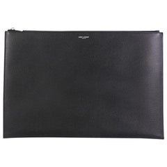 Saint Laurent Letters Zip Clutch Leather Large
