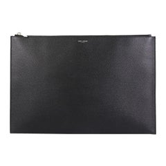 Saint Laurent Letters Zip Clutch Leather Large