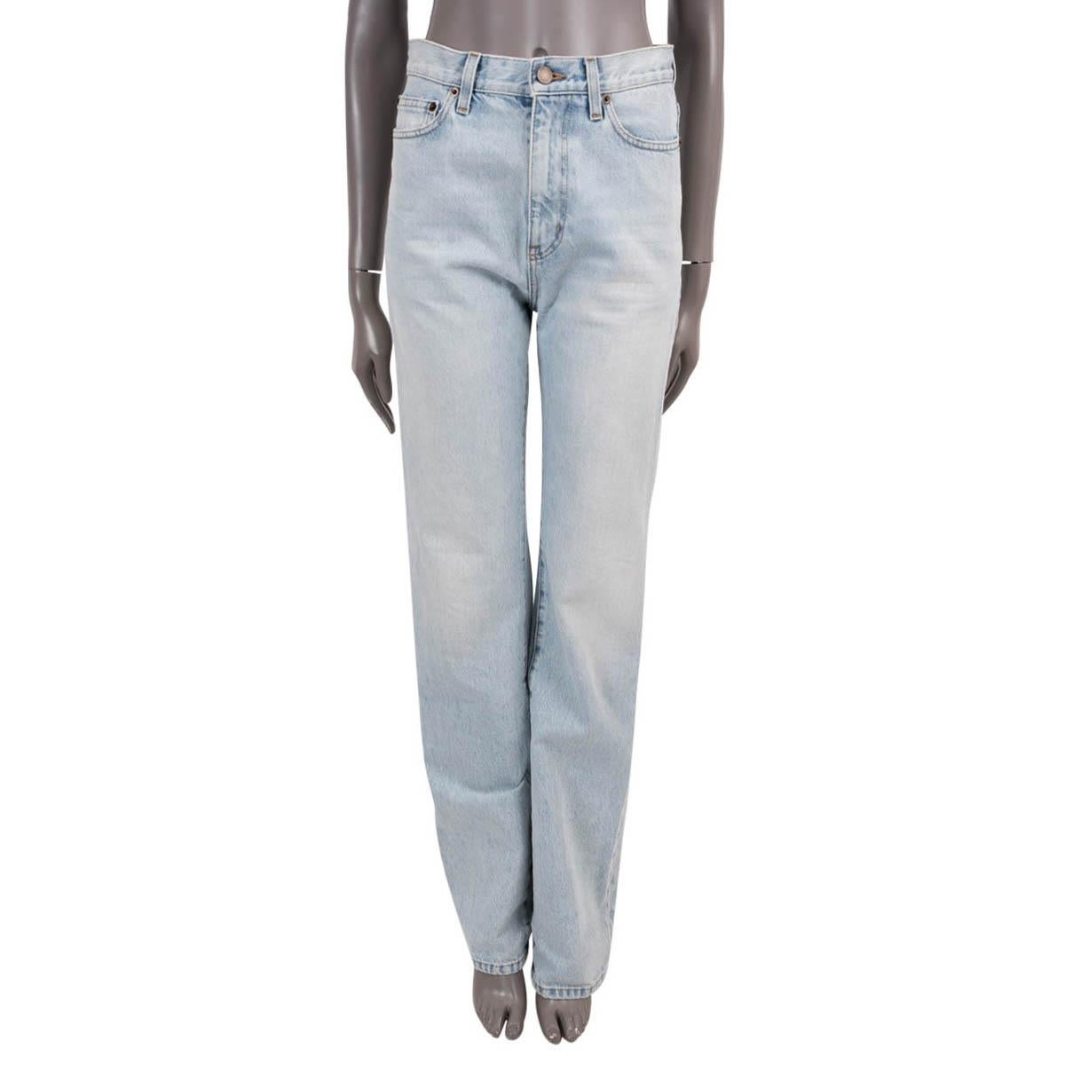 SAINT LAURENT light blue cotton 2021 JANICE HIGH-RISE STRAIGHT Jeans Pants 26 XS