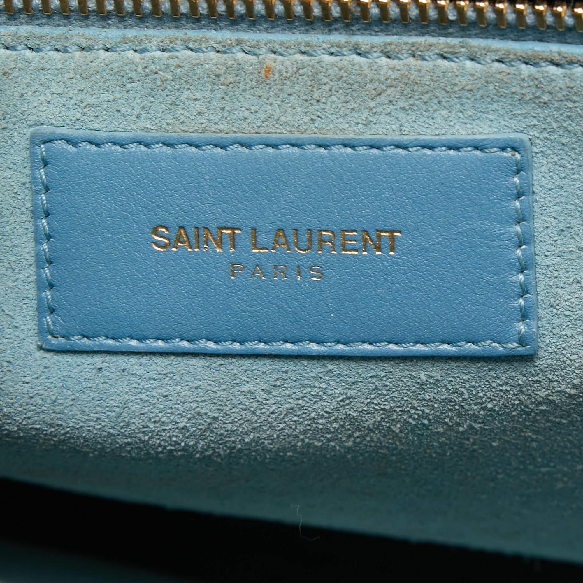 Saint Laurent Light Blue Leather Small Classic Sac De Jour Tote 8