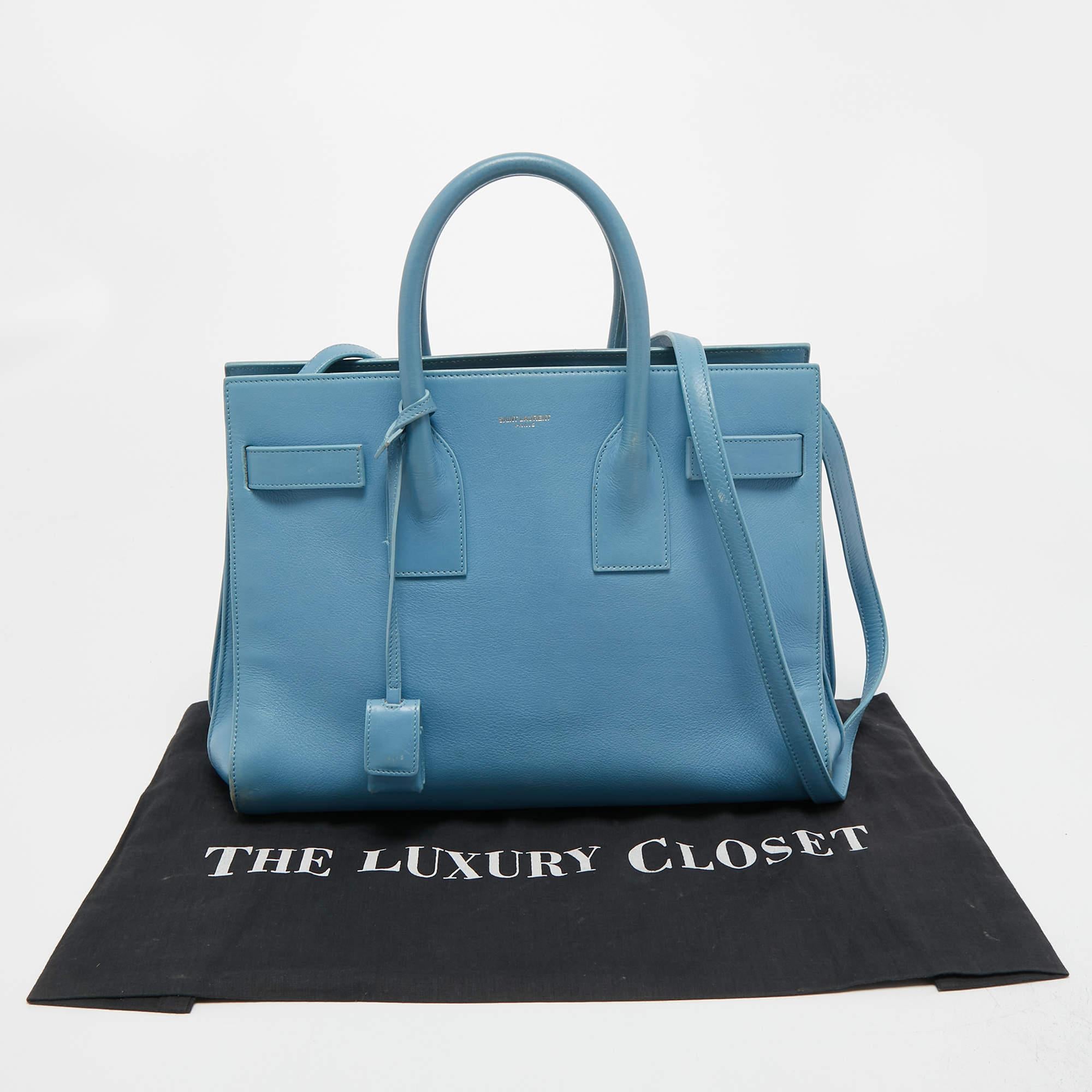 Saint Laurent Light Blue Leather Small Classic Sac De Jour Tote 1