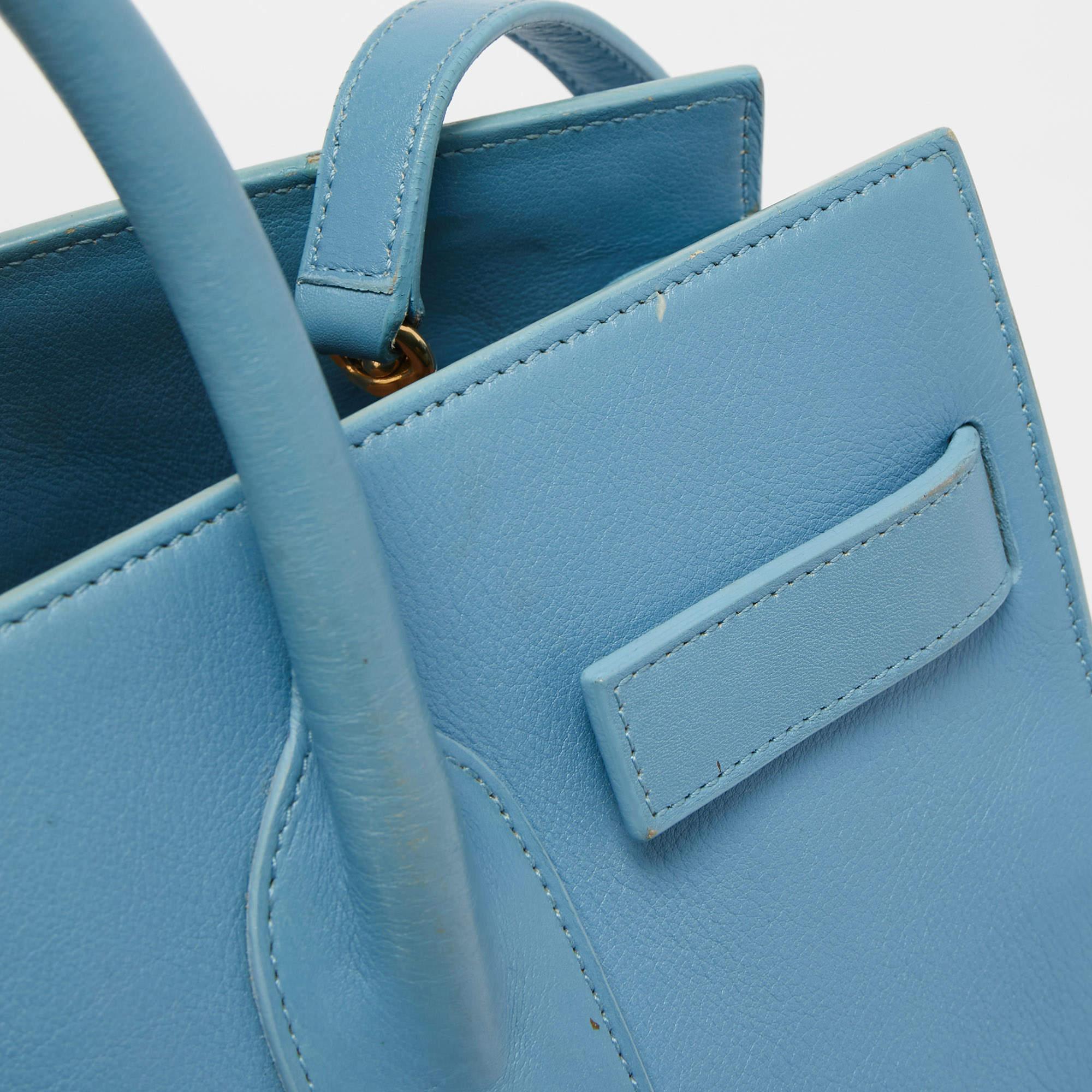 Saint Laurent Light Blue Leather Small Classic Sac De Jour Tote 4