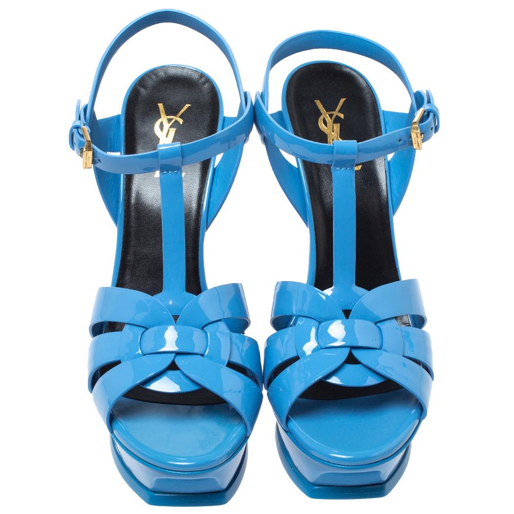 blue patent leather sandals