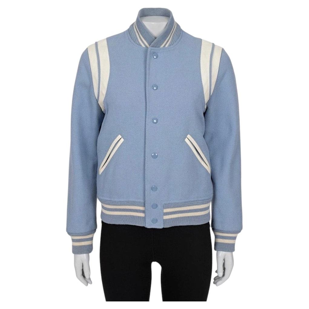 Saint Laurent Light Blue Wool Bomber Jacket FR40 / L