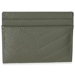 Saint Laurent Light Green Grain De Poudre Matelasse Cassandre Card Case