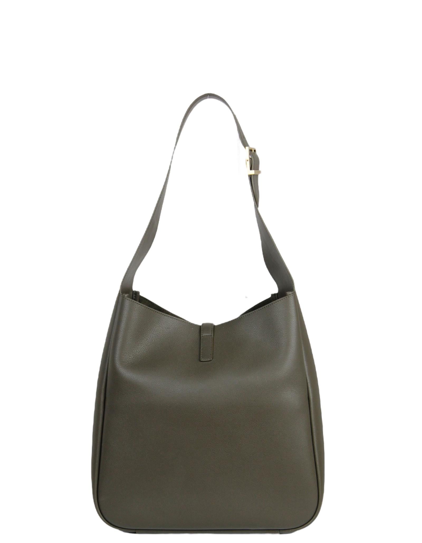 Black Saint Laurent Light Musk Green Large Le 5 a 7 Supple Leather Shoulder bag