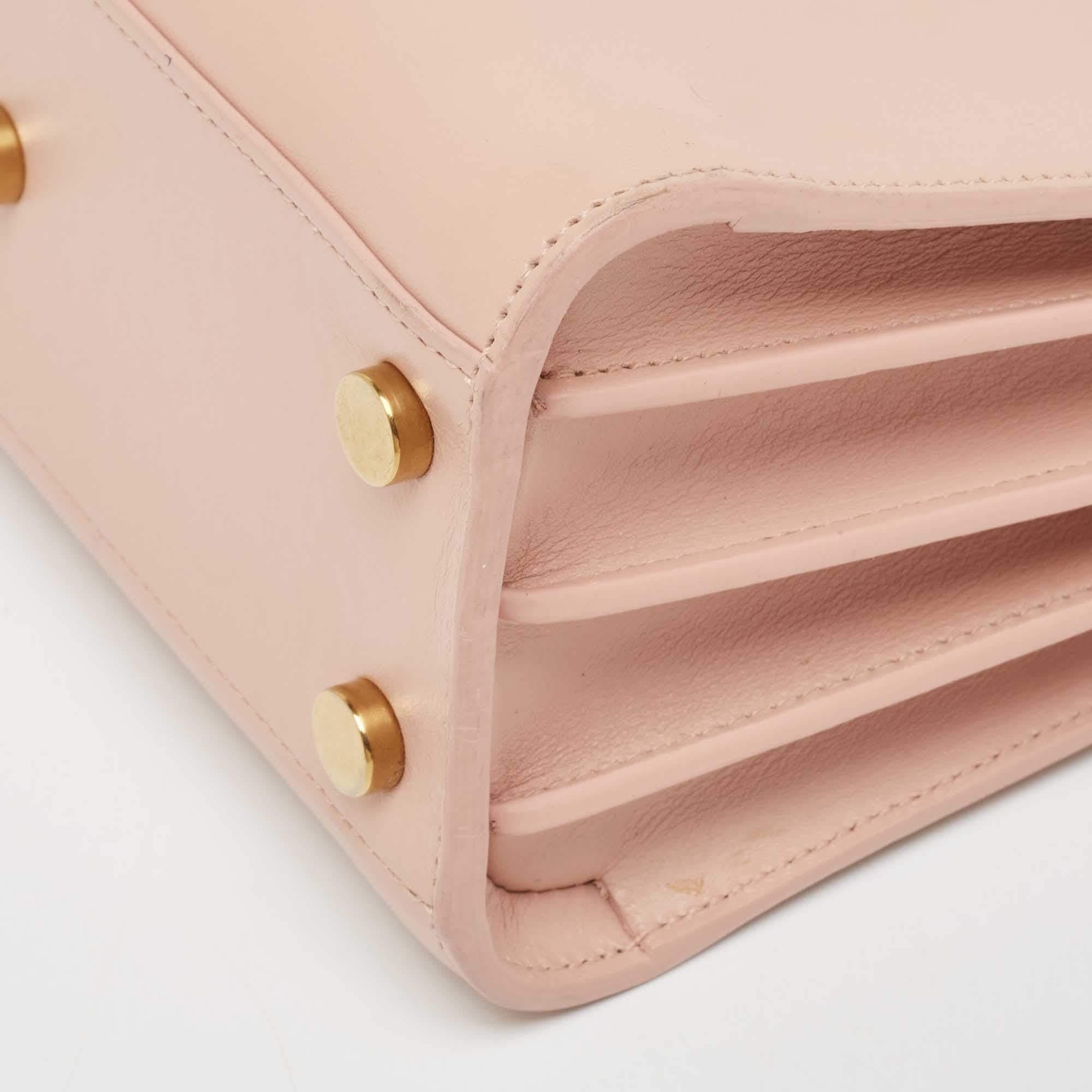 Saint Laurent Light Pink Leather Nano Classic Sac De Jour Tote For Sale 7