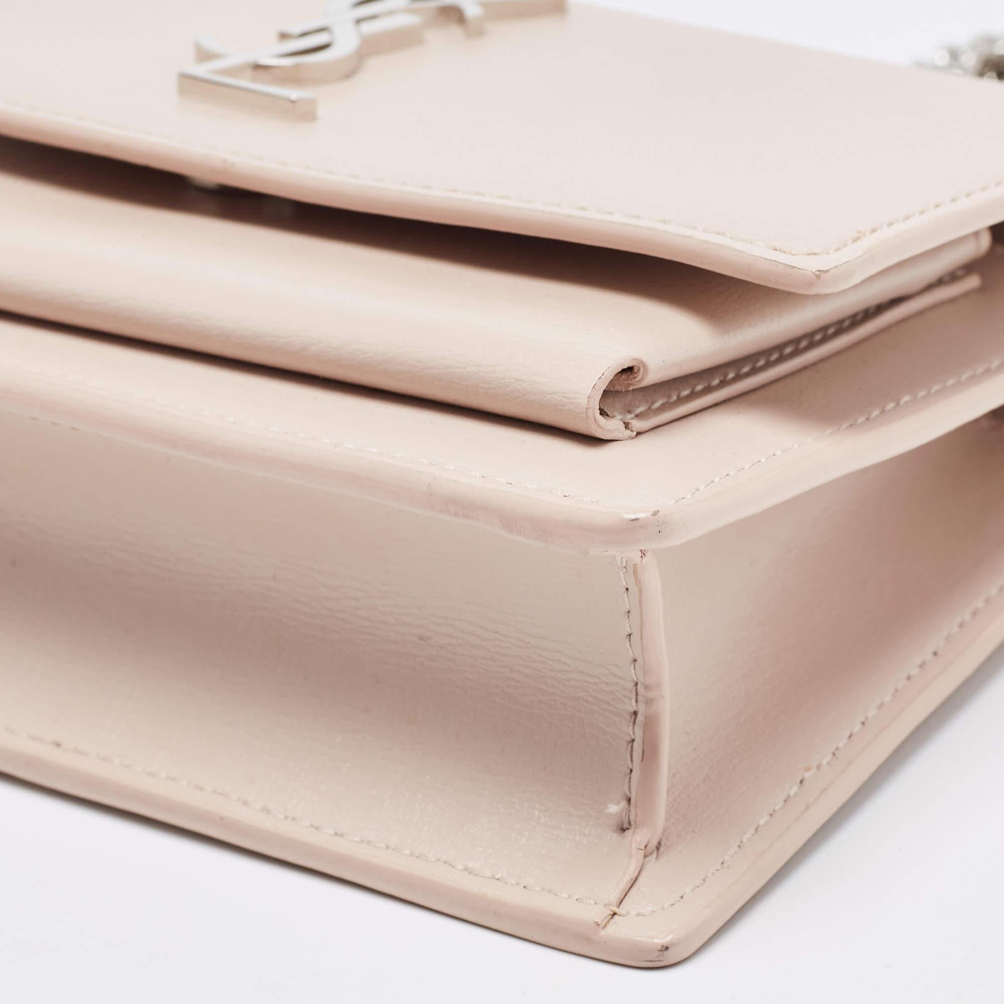 Saint Laurent Light Pink Leather Sunset Wallet On Chain For Sale 5