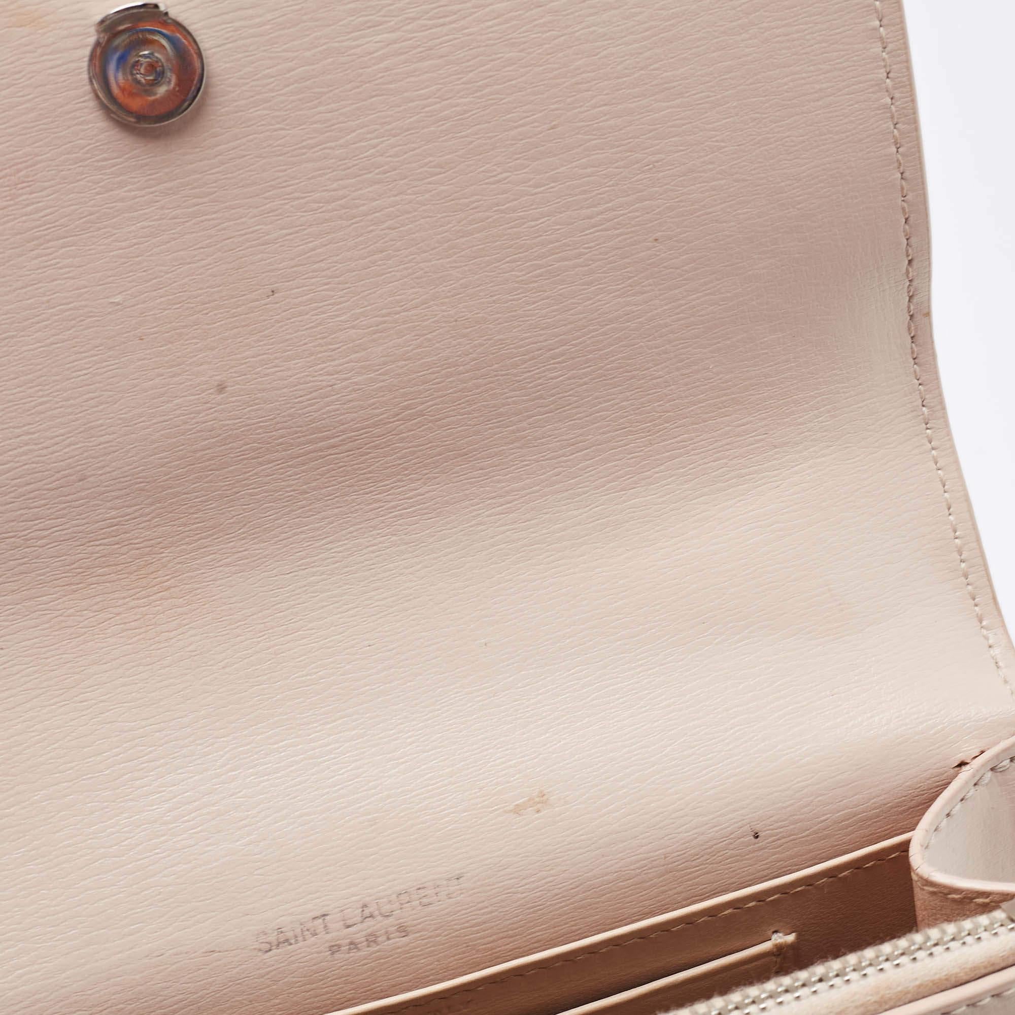 Saint Laurent Light Pink Leather Sunset Wallet On Chain For Sale 11