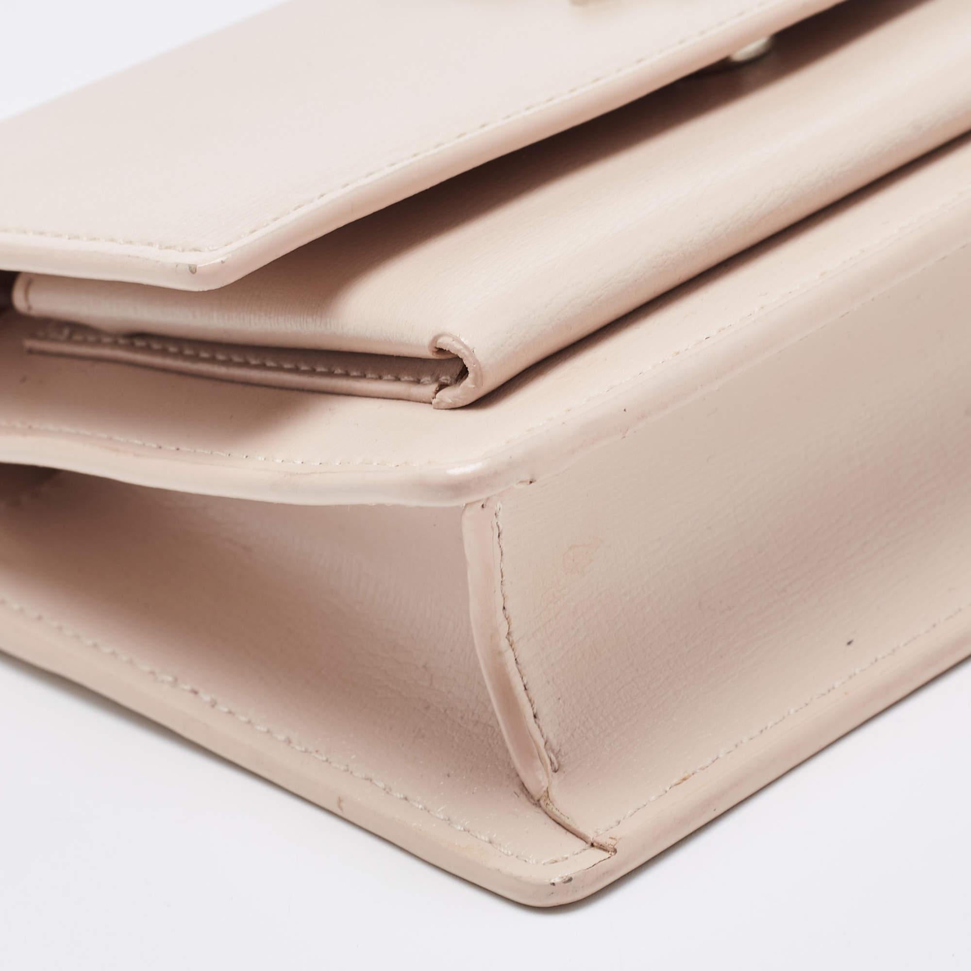 Saint Laurent Light Pink Leather Sunset Wallet On Chain For Sale 15