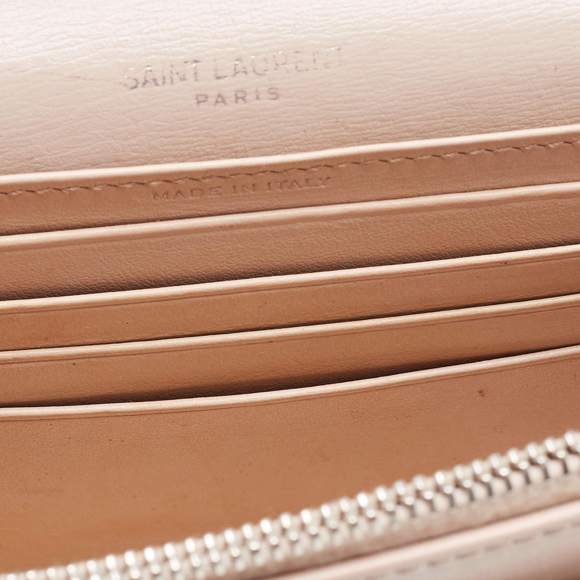 Saint Laurent Light Pink Leather Sunset Wallet On Chain For Sale 3