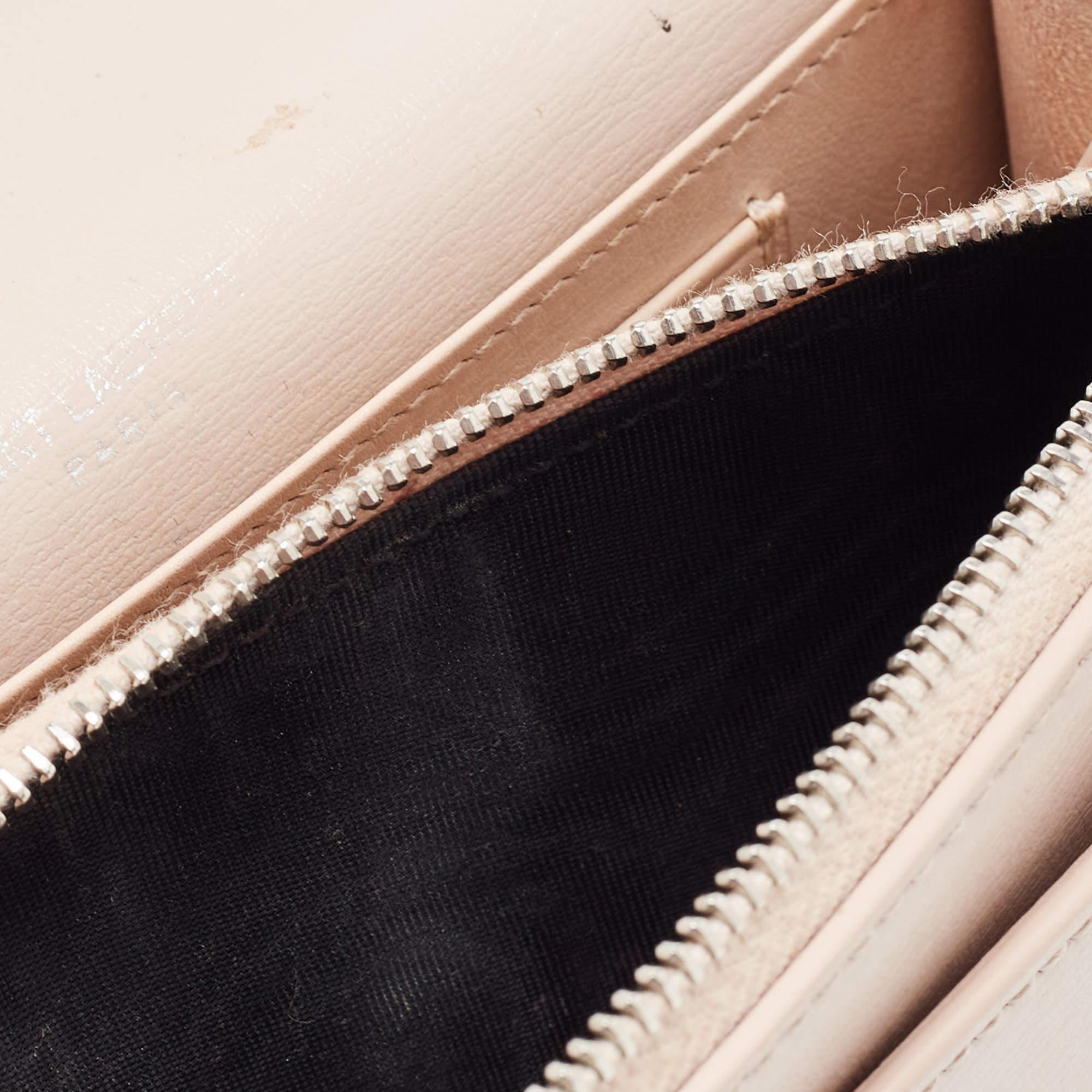Saint Laurent Light Pink Leather Sunset Wallet On Chain For Sale 4