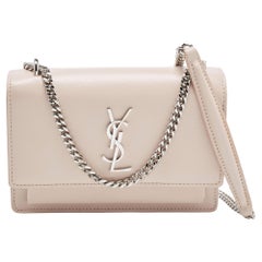 Saint Laurent Light Pink Leather Sunset Wallet On Chain