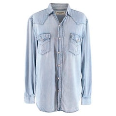 Saint Laurent Light-Wash Blue Denim Western Shirt