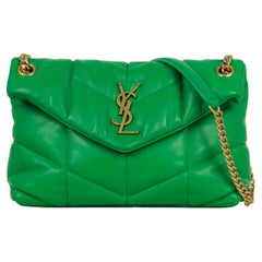 Saint Laurent Vert Praire Kleine Loulou Puffertasche aus grünem Leder