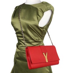 SAINT LAURENT Lingne Y Clutch in Red