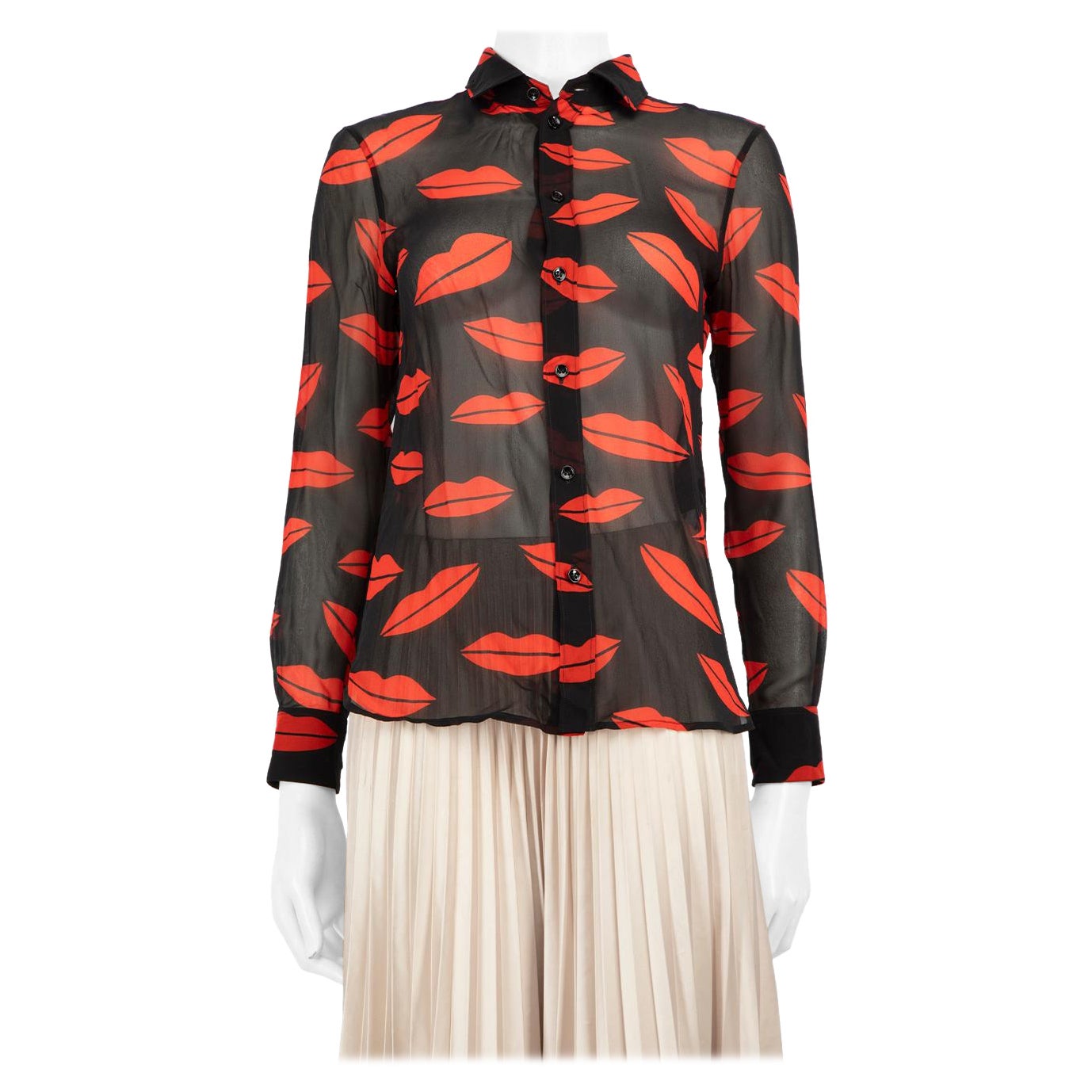 Saint Laurent Lip Patterned Long Sleeve Shirt Size XS