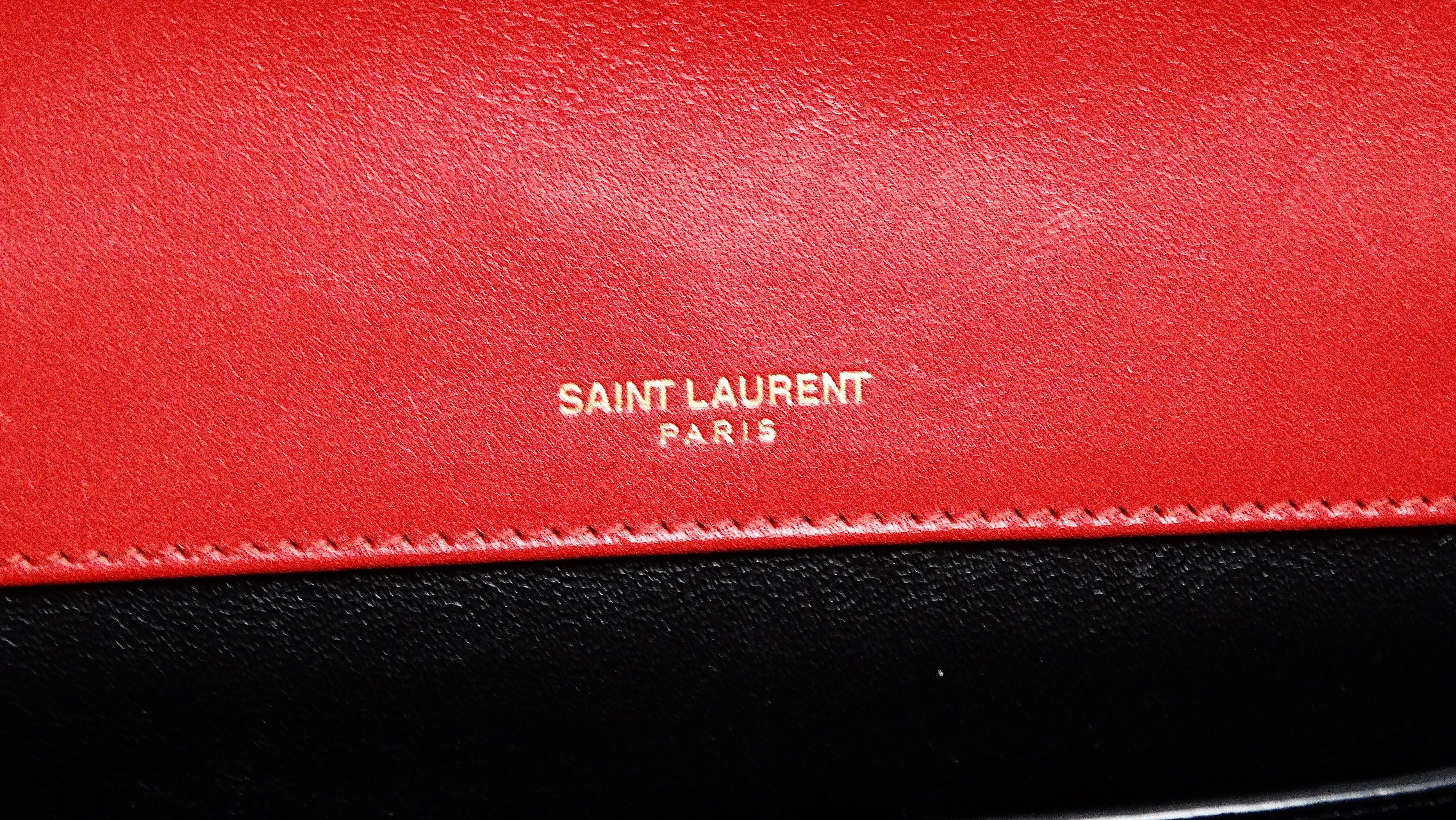 Saint Laurent Lipstick Red and Gold-Tone Chain Crossbody Handbag For Sale 1