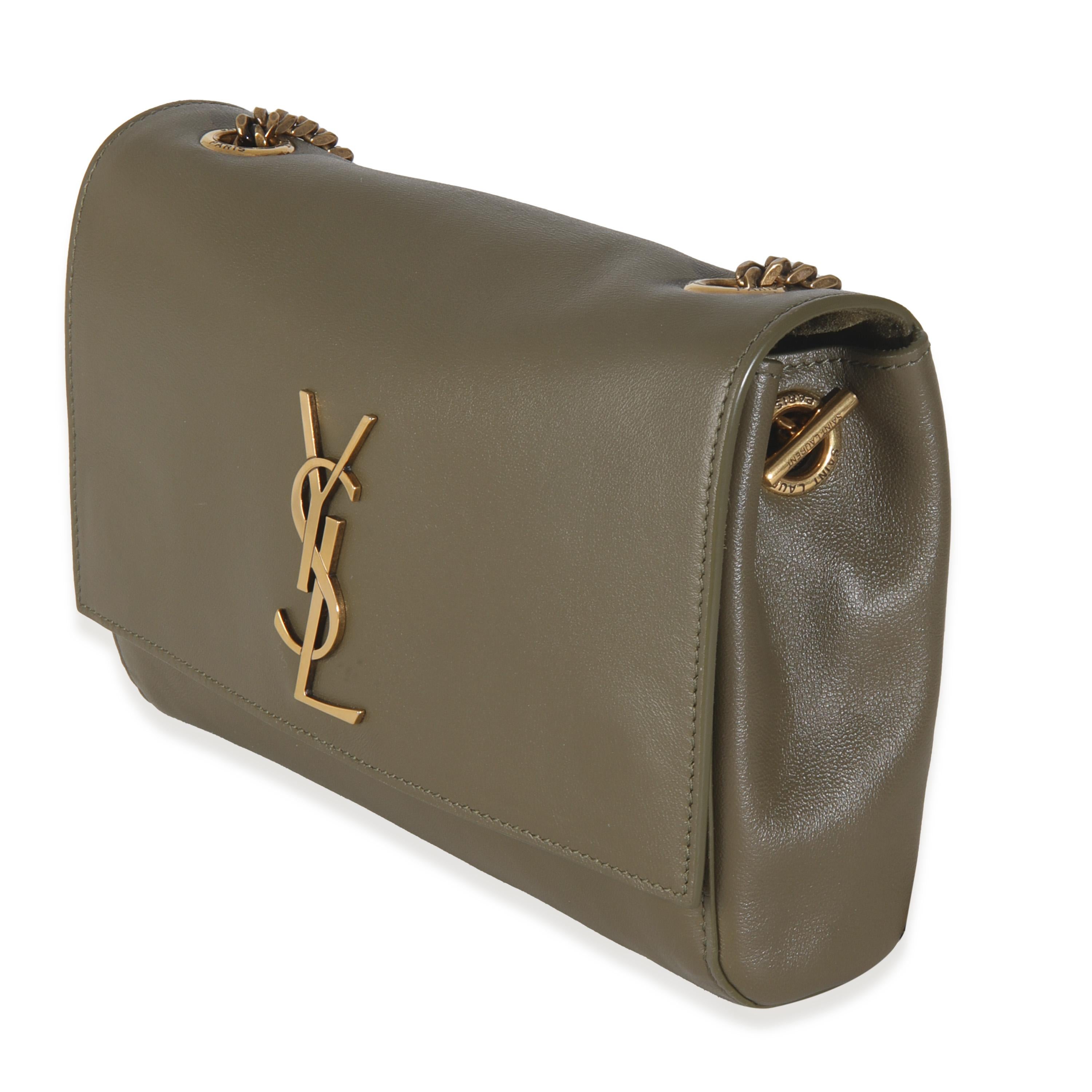 Saint Laurent Loden Verde Becerro Ante Pequeño Kate Reversible en Excelente estado para la venta en New York, NY