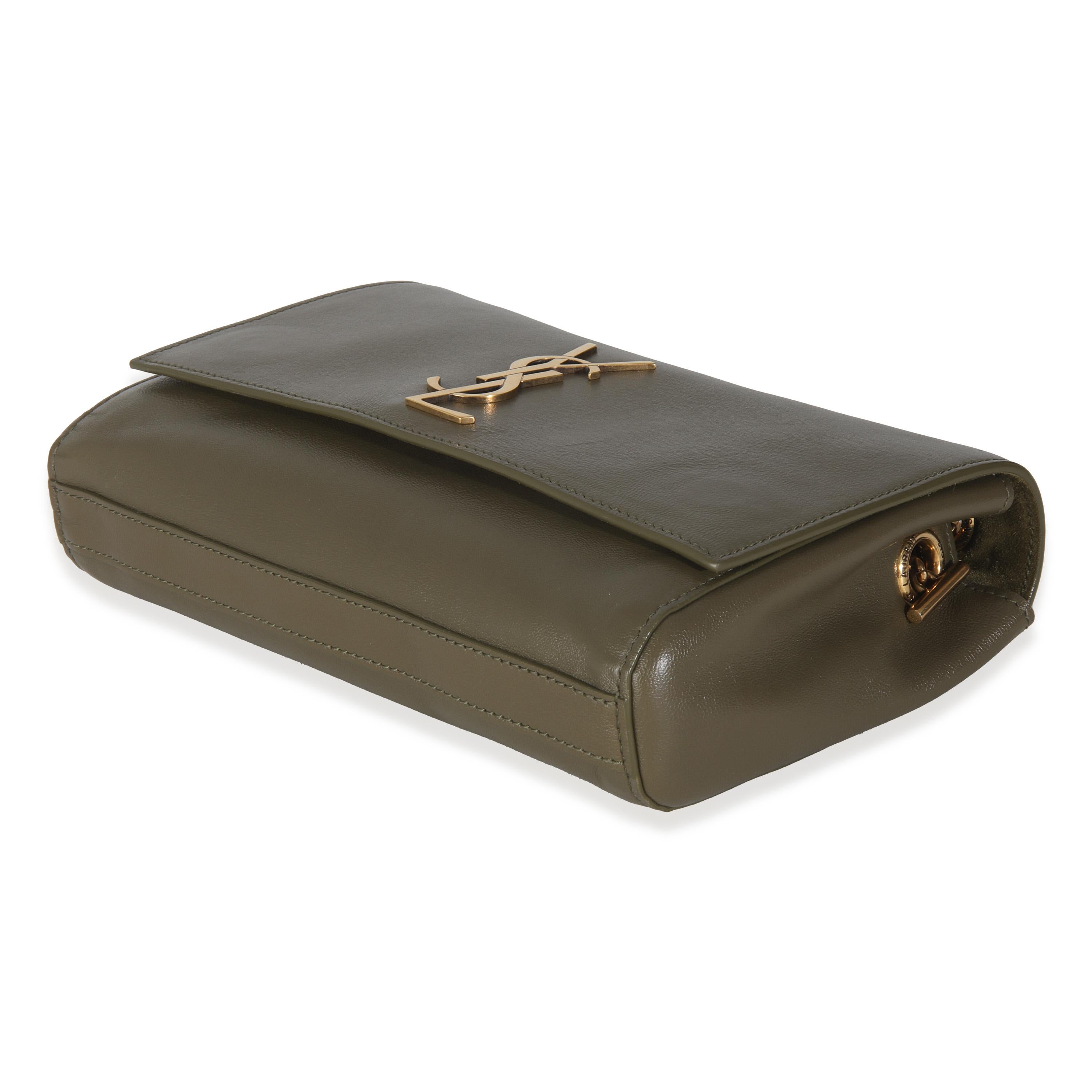 De las mujeres Saint Laurent Loden Verde Becerro Ante Pequeño Kate Reversible en venta
