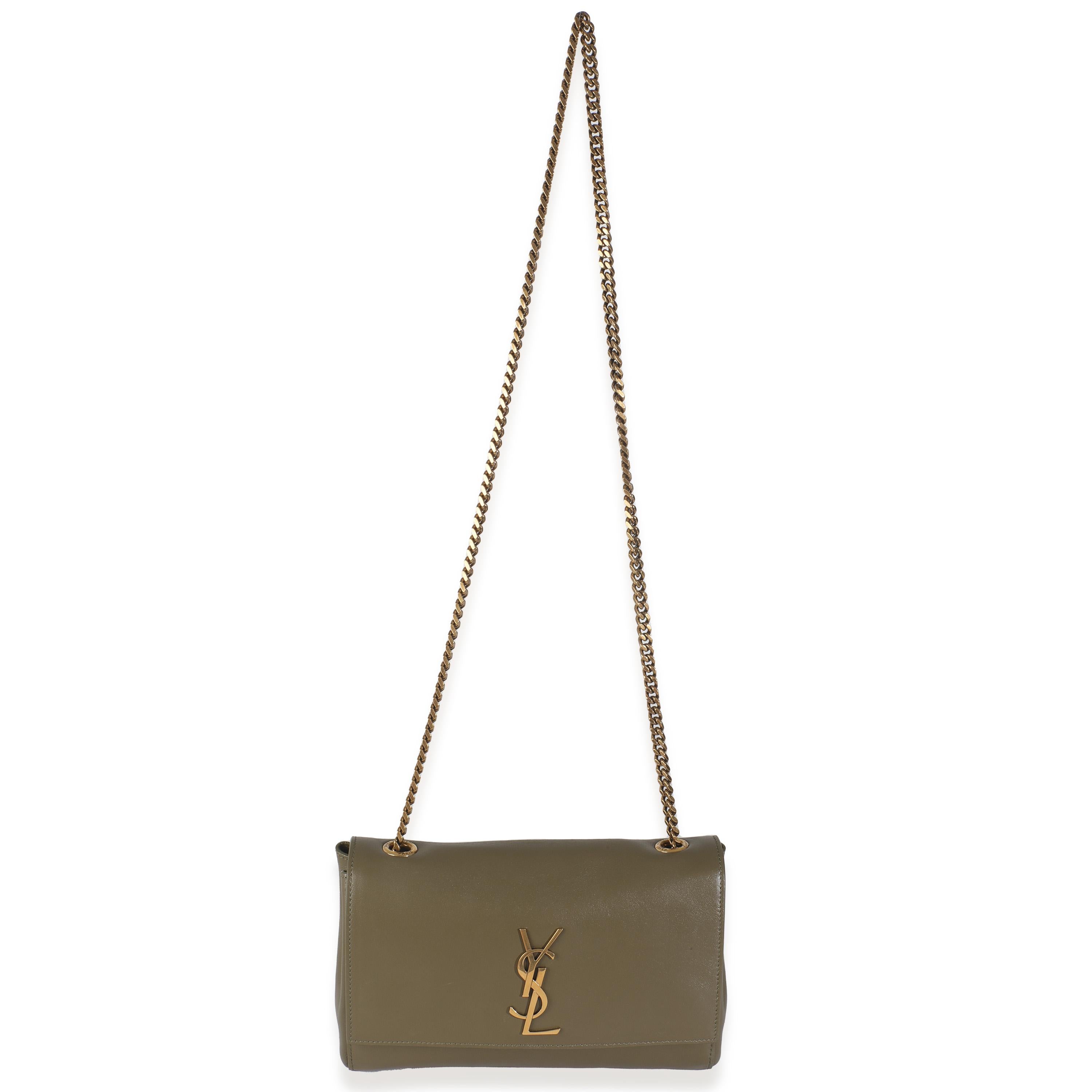 Saint Laurent Loden Verde Becerro Ante Pequeño Kate Reversible en venta 1