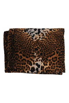 Saint Laurent Logo Leopard Print Beach Towel Bath 69 x 46 Brown Gold White Black