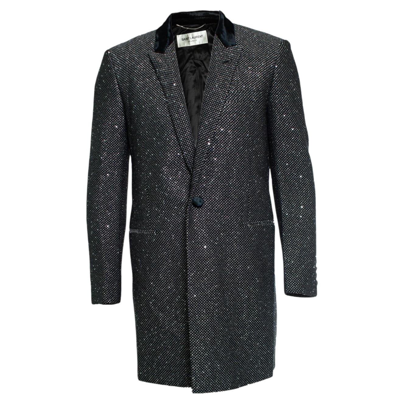 Saint Laurent, Long glitter sequins blazer jacket For Sale