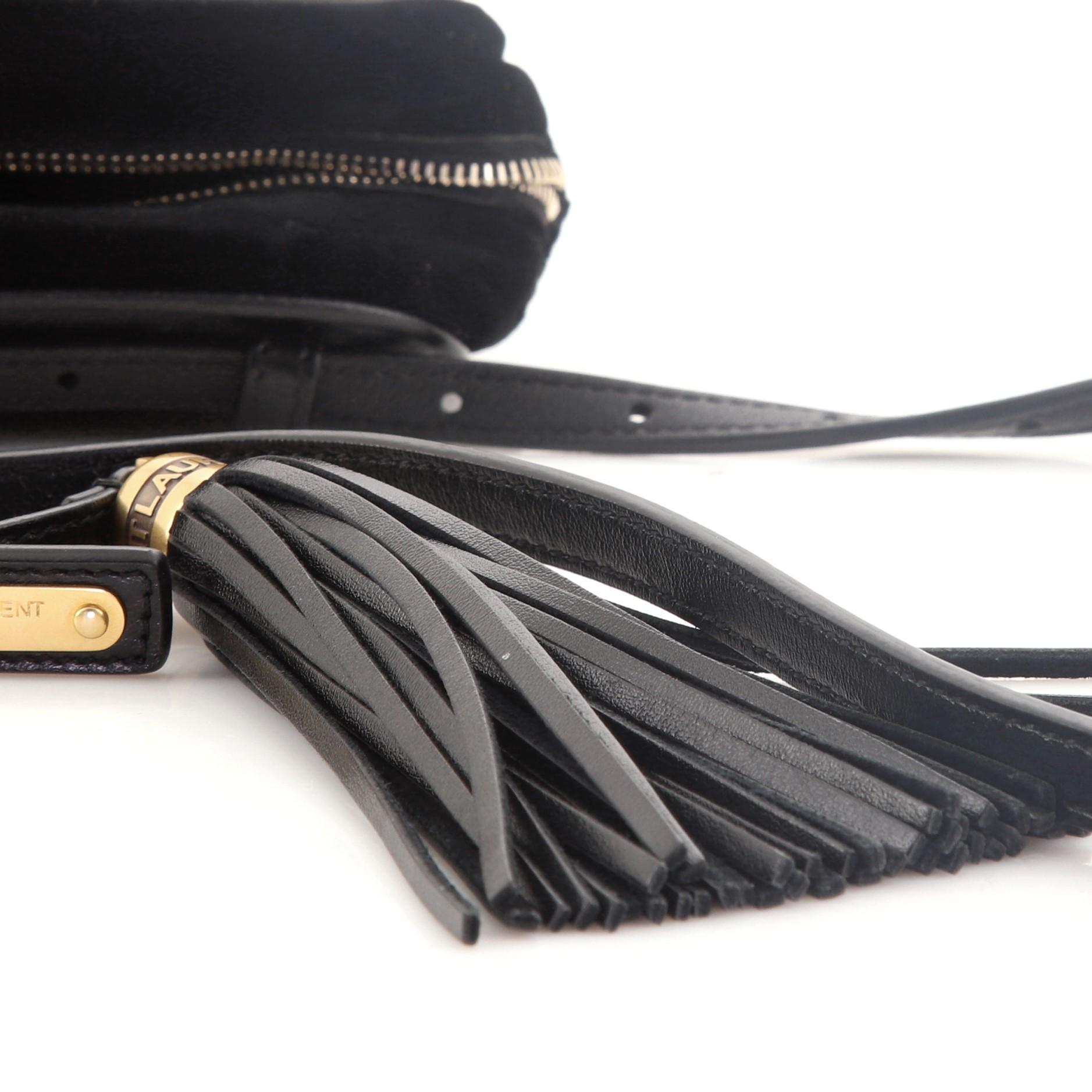 Black Saint Laurent Lou Belt Bag Matelasse Chevron Velvet