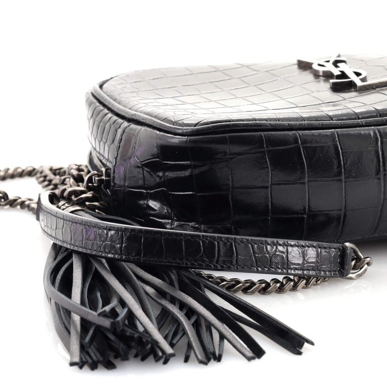 Saint Laurent Lou Camera Bag Crocodile Embossed Leather Mini at 1stDibs