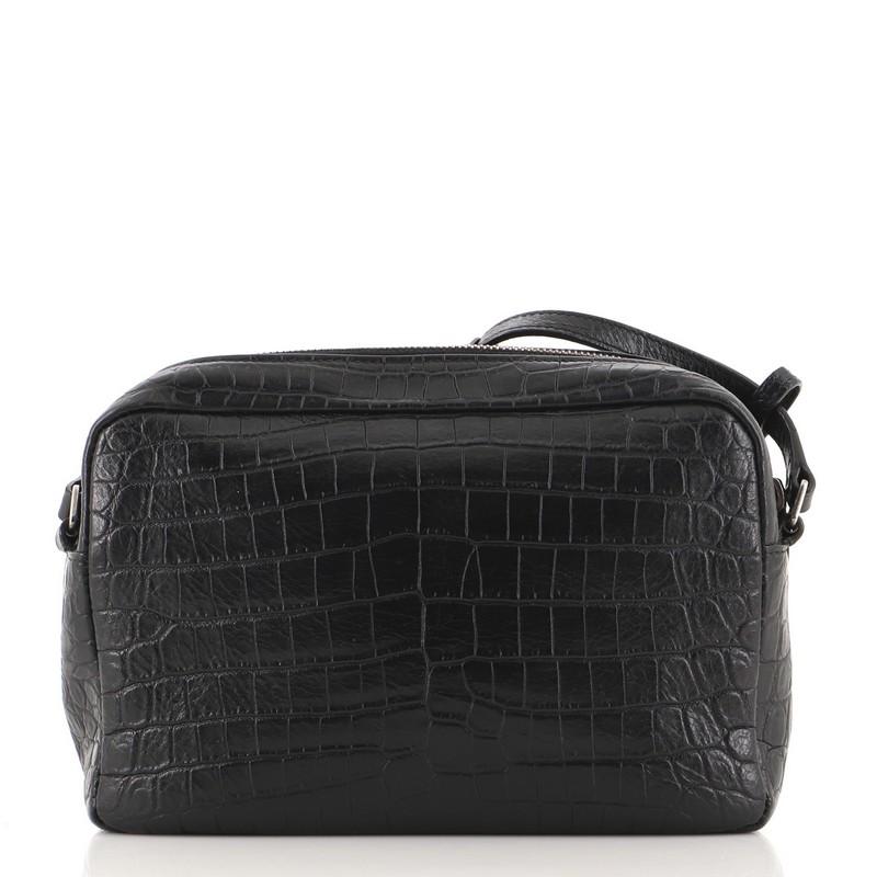 lou camera bag in crocodile-embossed shiny leather