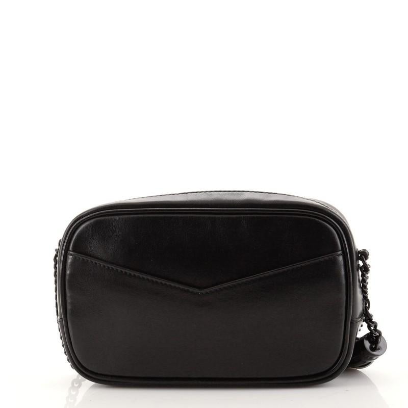Black Saint Laurent Lou Camera Bag Glitter Jacquard and Leather Mini