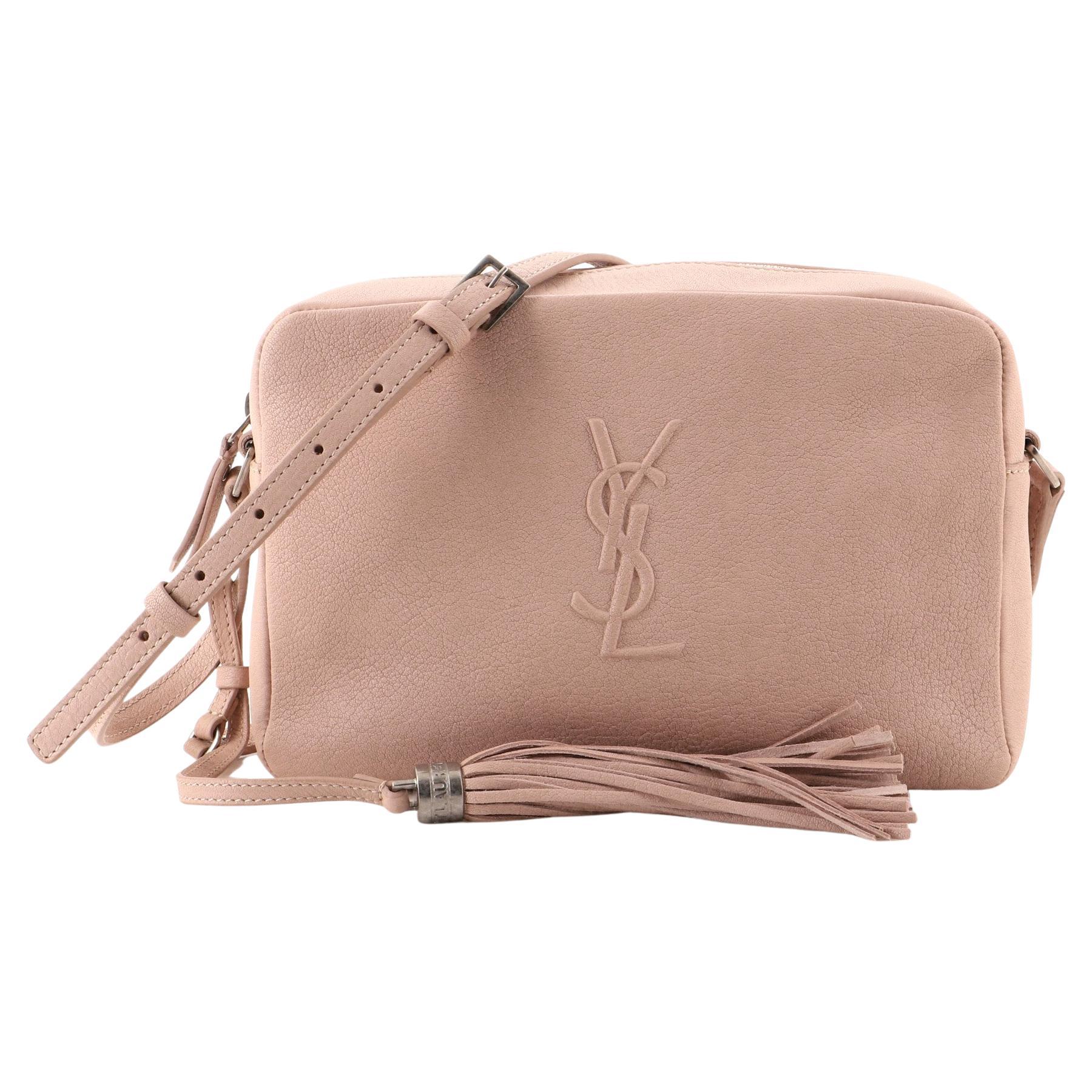 YSL Saint Laurent Lou Quilted Calfskin Leather Beige Camera Bag